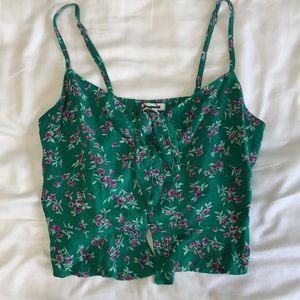 American Eagle Green Floral Tank Top